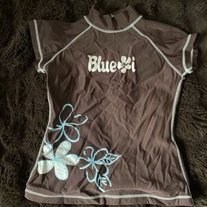 Brown Floral Bluechi Swim Top Kids